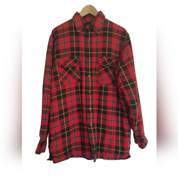 Country Touch Men's Sportswear Shirt Jacket Lined Red Plaid Size Large  16 - Picture 1 of 11